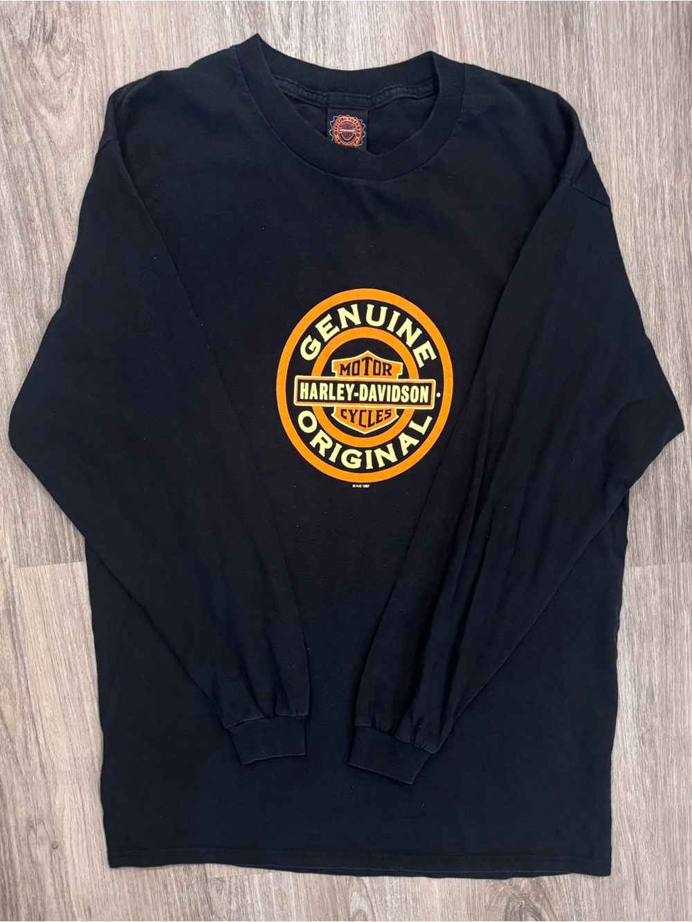 Vintage 1997 Harley Davidson Long Sleeve Shirt Mens Large Made in USA Guam Eagle